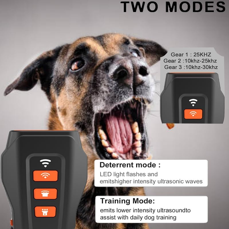 Dog Bark Deterrent Device, 3-In-1 Rechargable Ultrasonic Training Tool for Dogs, Safe and Easy to Use anti Bark Tool for Unwanted Dog Behavior